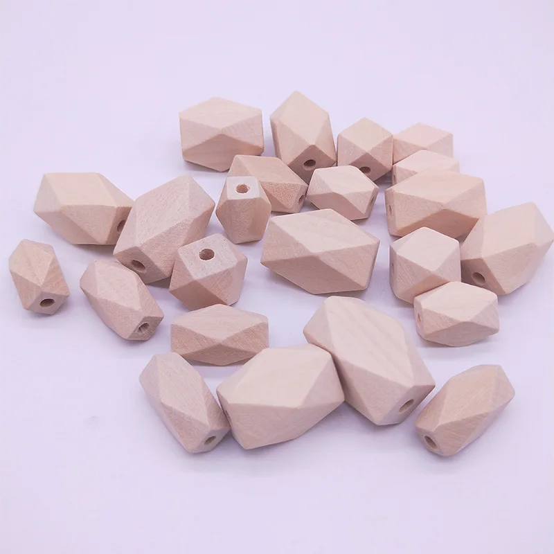 Geometric Irregular Square Polygon Long Wood Beads Natural Color Eco-friendly Big Wood Beads DIY Crafts Jewelry Accessories