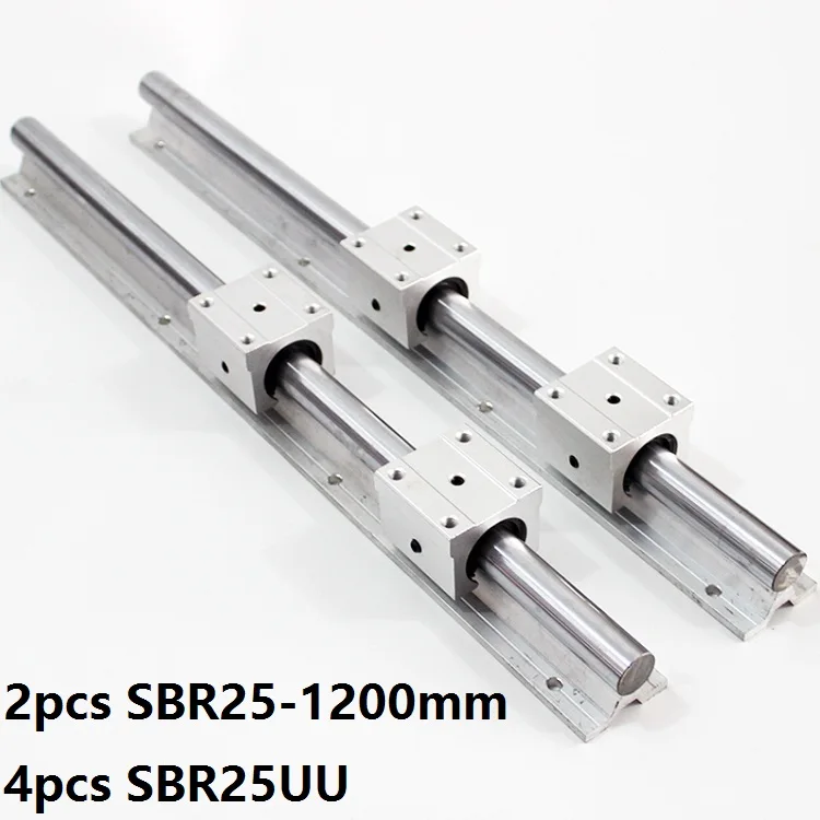 

2pcs SBR25 25mm 1200mm Support Linear Guide Rail + 4pcs SBR25UU Linear Bearing Sliding blocks CNC Router