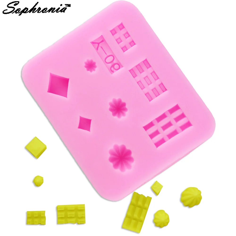 Square&Small Flower Core Silicone Chocolate Mold 3d Jelly Biscuit Ice Lollipop Gelatin Sugar Baking Cake Pop Mould Confectionery