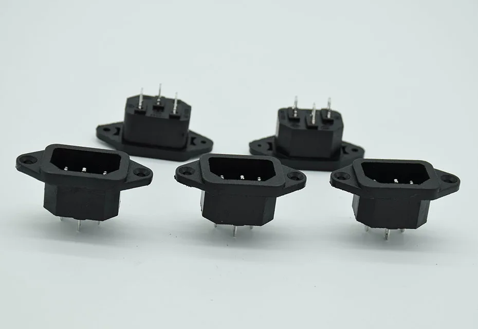 5 Pcs/lot   IEC 320 C14  3Pins  Male Plug Panel Power Inlet Sockets Connectors AC 250V 10A