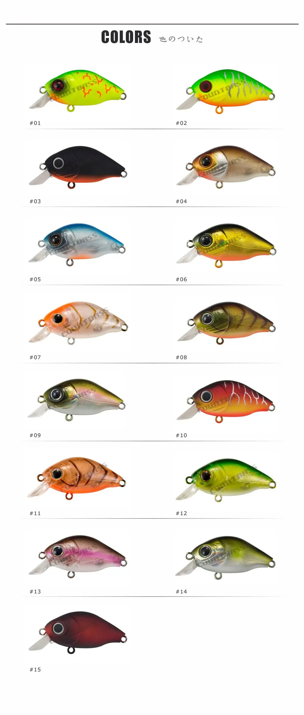Countbass Kurbelköder schwimmend 43 mm 1-11/16 Zoll 7 g 1/4 oz. Dive 1m 3' Kunststoff-Hartköder, Angelköder-Wobbler – Detail 5