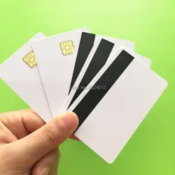 White Contact Sle4428 Chip Smart IC Blank PVC Card with 3Track  Hi-Co Magnetic Stripe Card for POS Memory EEPROM Card 20pcs/lot