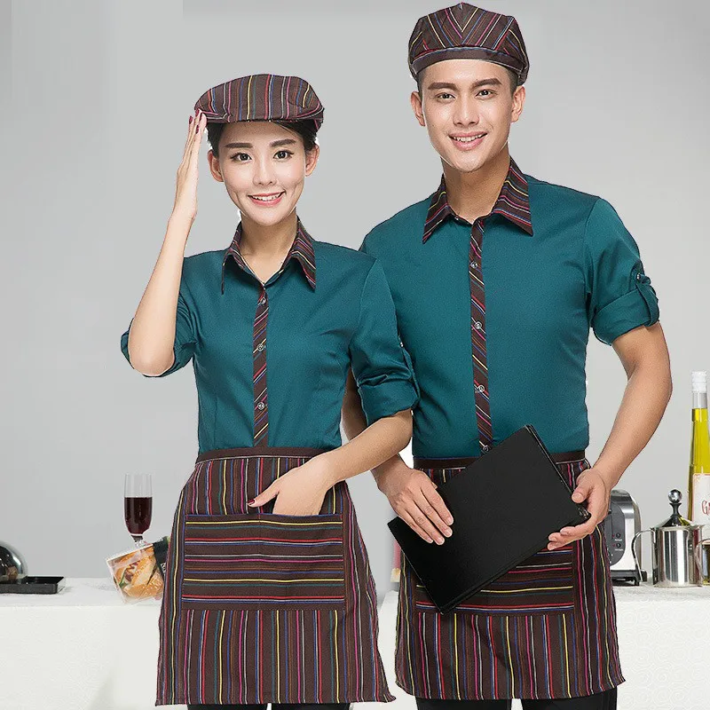 

Waitress Long-sleeve Uniform Jacket Female Hotel Work Clothes Autumn Winter Dining Hot Pot Shop Restaurant Waiter Overalls H2372