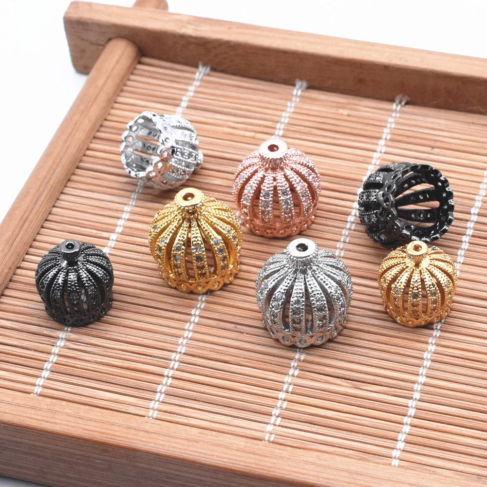 

5 Pcs/lot Copper Micro Inlaid Zircon Tassel Hat Crown Pendant Necklace DIY Jewelry Accessories Wholesale