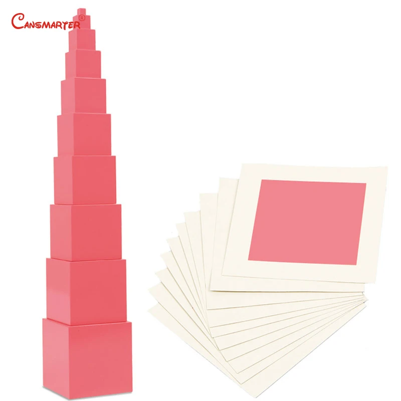 Math Toys Matte Pink Towers Blocks Cubes for Children 3-6 Years Preschool Teaching Aids Kids Games Toy Sensory Training SE003-3