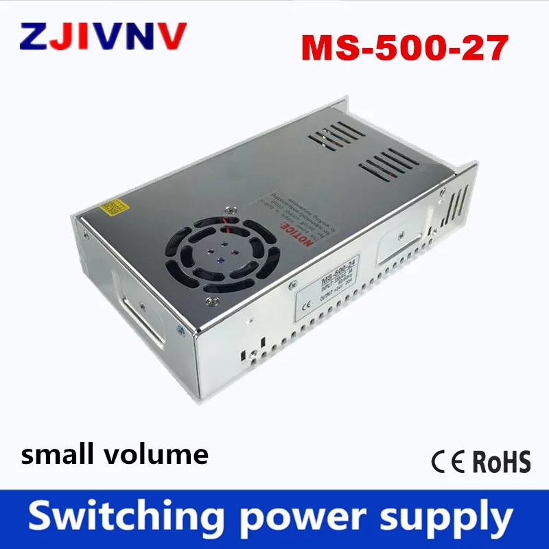 

CE approval Mini size 500W 27V 17A LED Switching Power Supply 110v/ 220v ac-dc 27v transformer fonte smps with fan MS-500-27