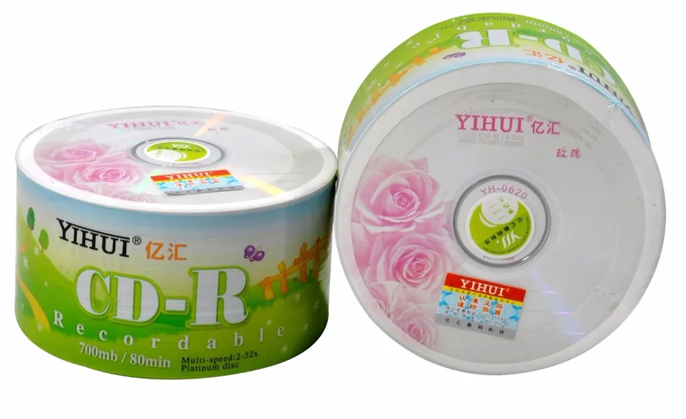 Wholesale 50 discs Grade A 700 MB Blank Yihui Printed Rose CD-R Disc