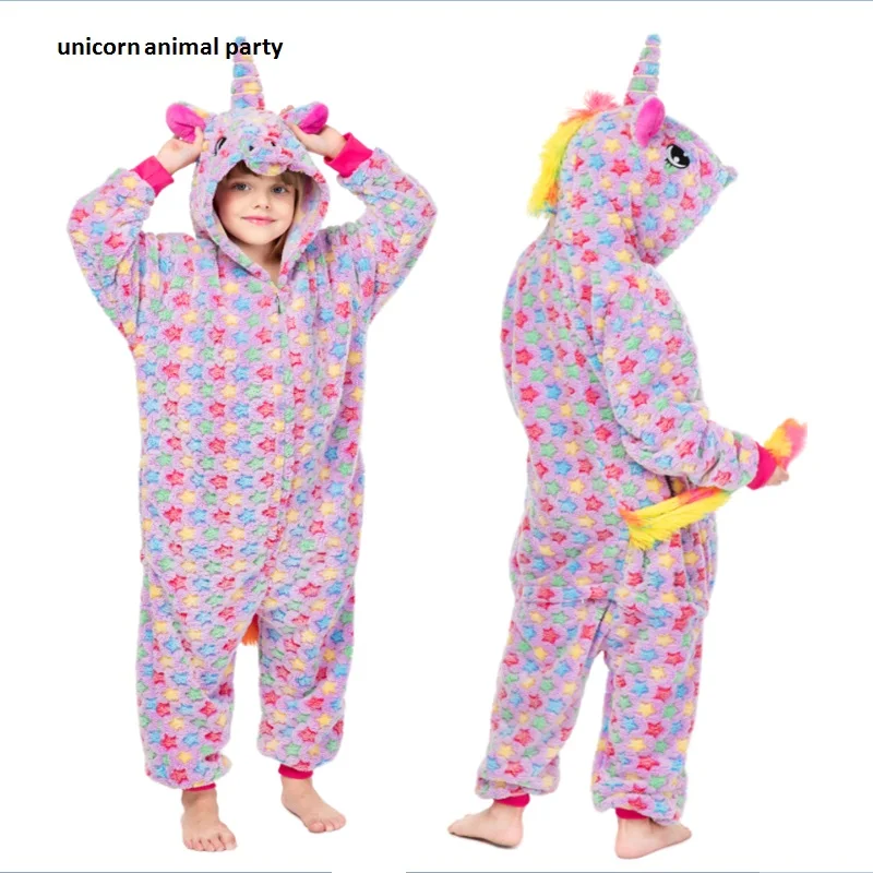 

Child Kigurumi Onesies Cosplay animal Cartoon Five-pointed star pink unicorn Pajamas Costumes Sleepwear halloween carnival party