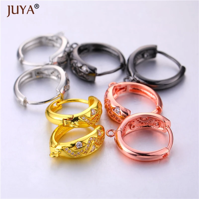 

1Pair Fashion Copper Zirconia Hoop Earring Hooks Findings For DIY Handmade Jewelry Making Accessories