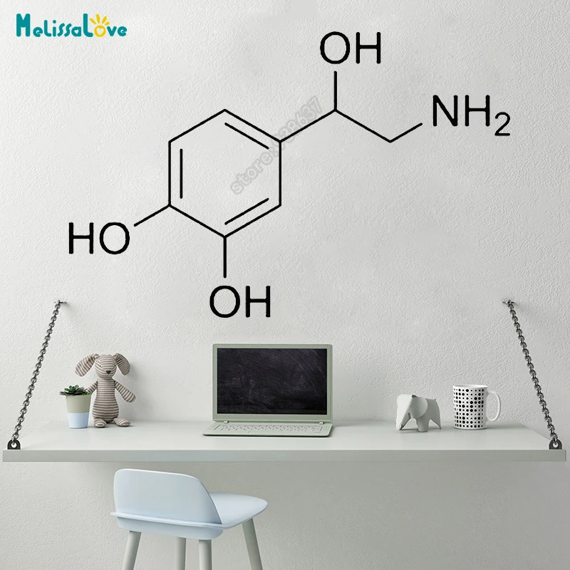 Creative Adrenaline Molecule Chemical formula Sticker Decal Science Study Room Home Window Removable Vinyl Wall Stickers B545