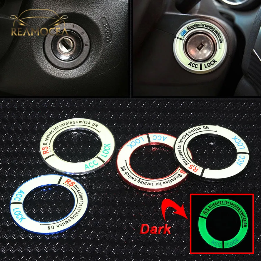 

Reamocea Luminous Alloy Car Ignition Switch Cover Auto Car Accessories Stickers For Honda For Civic City Accord CRV Odyssey XRV