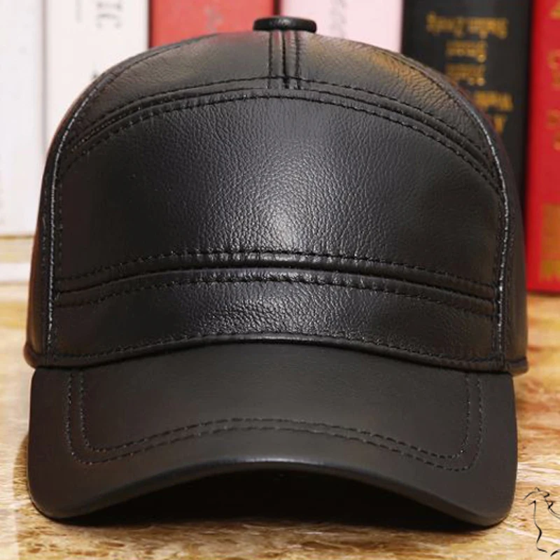 Gorras Winter 2024 Military Hats Haisum Genuine Leather Men's Army Cap Hat Best Quality Dad Cowhide Adult Solid Adjustable