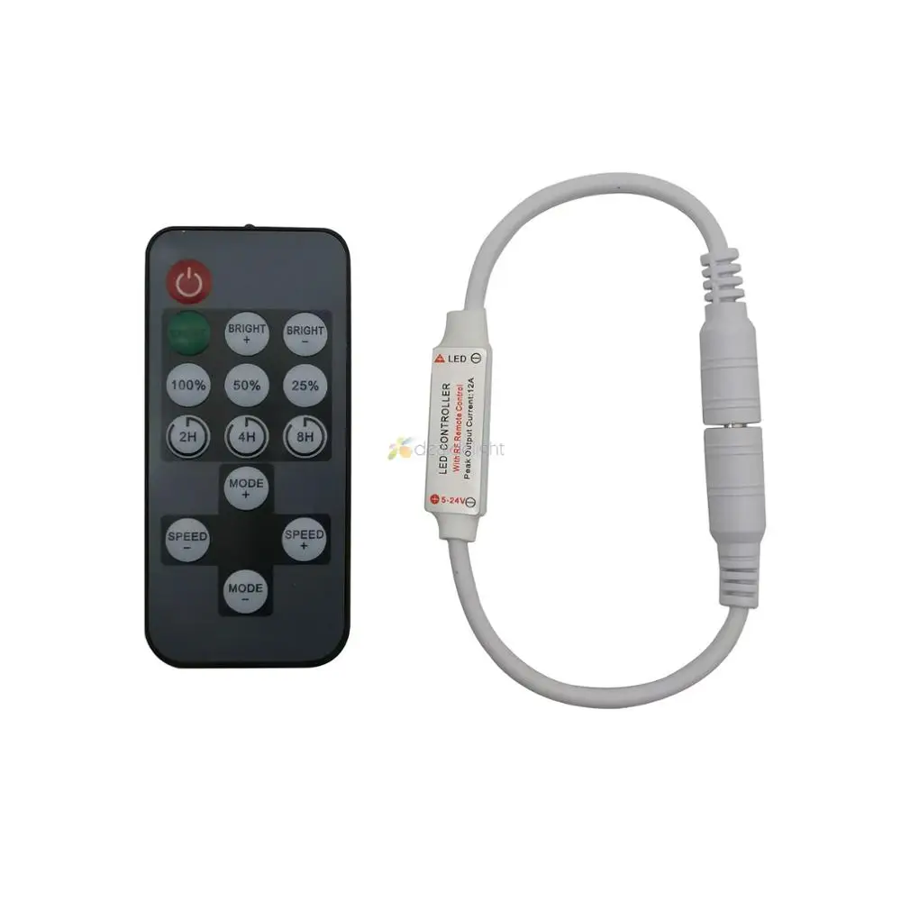 LED Time Controller 14 keys Mini RF Wireless Remote Led Dimmer Controller For Single Color 5050 3528 5730 LED Strip Light 5-24V