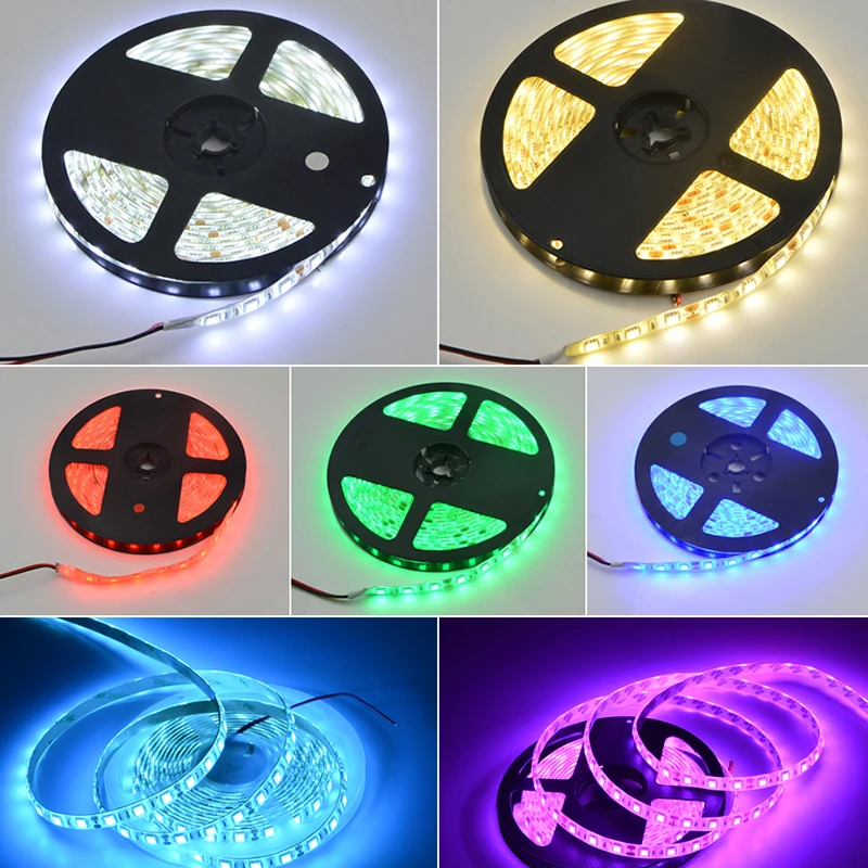 5M 300LEDs su geçirmez RGB LED şerit 5050 DC12V 60LEDs/M esnek ışık kemer Led şerit bant ev dekorasyon 24V RGBW lamba şeritleri