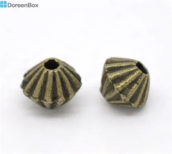 200 PCs Doreen Box Vintage Bicone Spacer Beads Alloy Bronze Tone 5x4mm For DIY Jewelry Making Findings Wholesale, Hole: 1mm