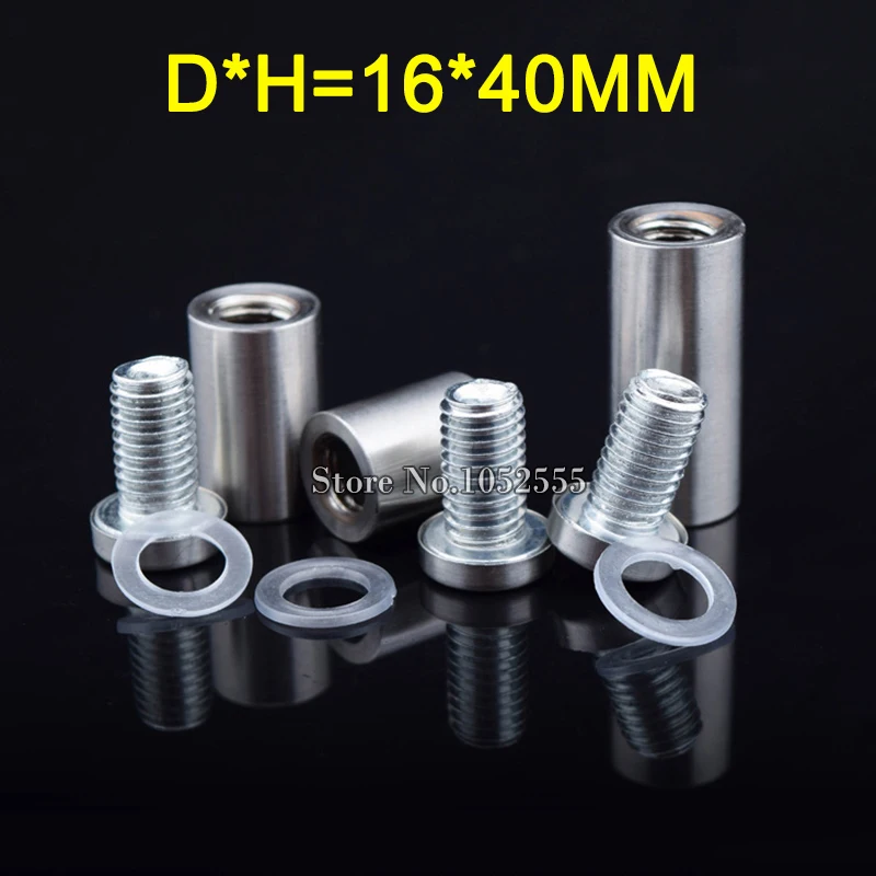 Wholesale 1000PCS 16*40mm Stainless Steel Hollow Advertisement Nails Acrylic Glass Barrel Screws Standoff Pins Home Decoration