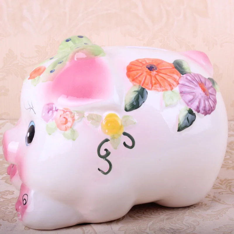 2015 new Painted ceramic piggy banks cute new creative home decoration crafts ornaments Lucky J60