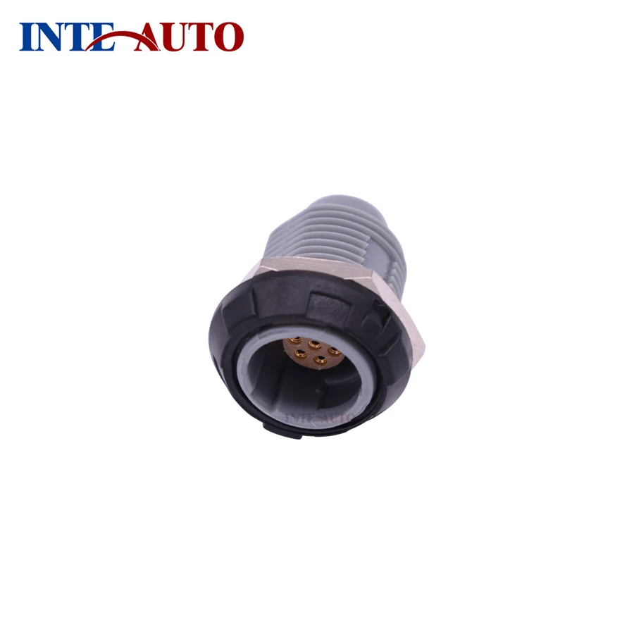 IP50 Plastic Round multi-pins medical push pull self-locking circular connector, P-ZKA socket two keys 40 degree solder pins