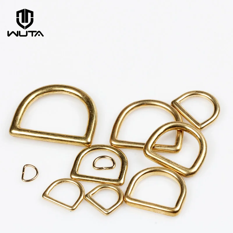 WUTA Solid Brass Cast Rigging Dee Ring Saddle Dog Collar Strap Harness Dees DIY Bag luggage hardware Leather Accessories 2/10pcs