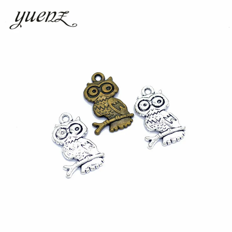 YuenZ 12pcs Antique Silver color Alloy Owl Charms DIY Earrings Necklace Jewelry Making Findings 23*15mm D153