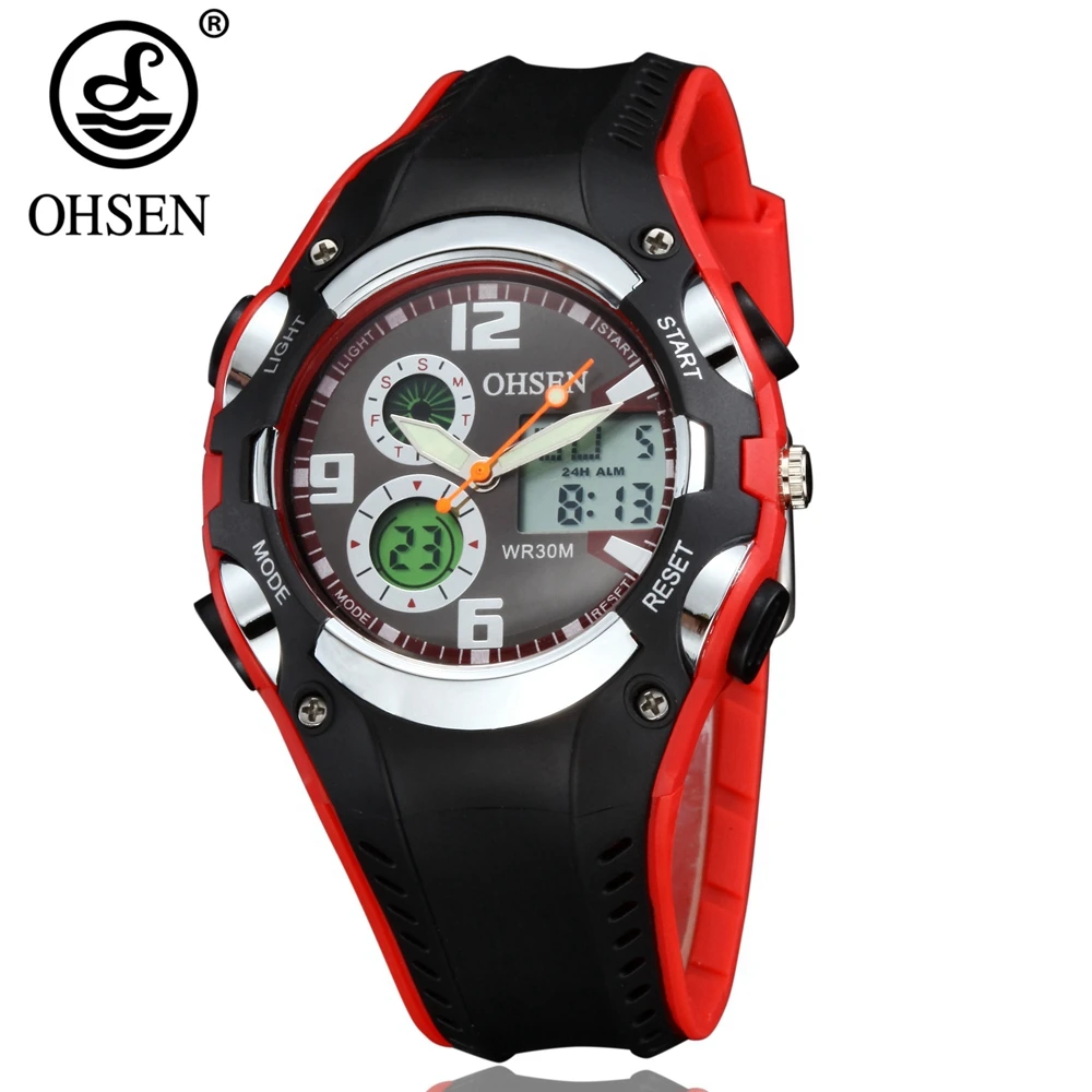 OHSEN-relojes digitales LED para niños y niñas, reloj analógico de cuarzo, pulsera deportiva, alarma, relojes electrónicos