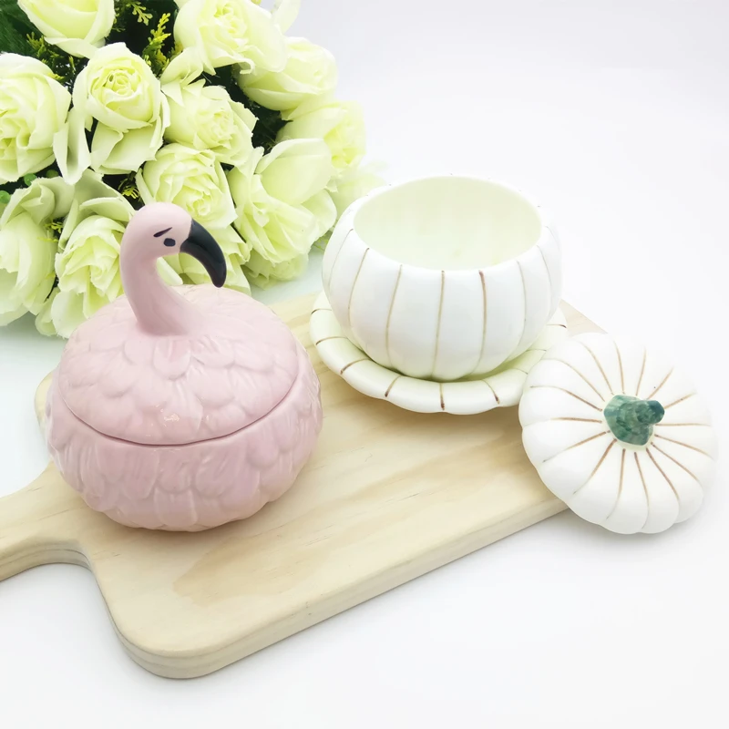 

Creative Ceramic Pumpkin Shape Rice Soup Bowl with Cover, Dessert Bowl, Pudding Bowl, Ice Cream Cup, Fruit Jelly Tray, 1Pc