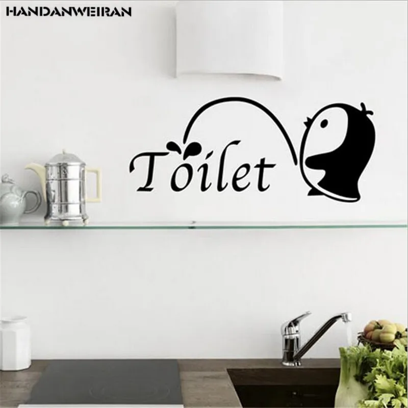 1PCS Cartoon Black Small Penguin Wall Stickers On The Toilet Children Room Bathroom Toilet Decoration Stickers 18*23CM