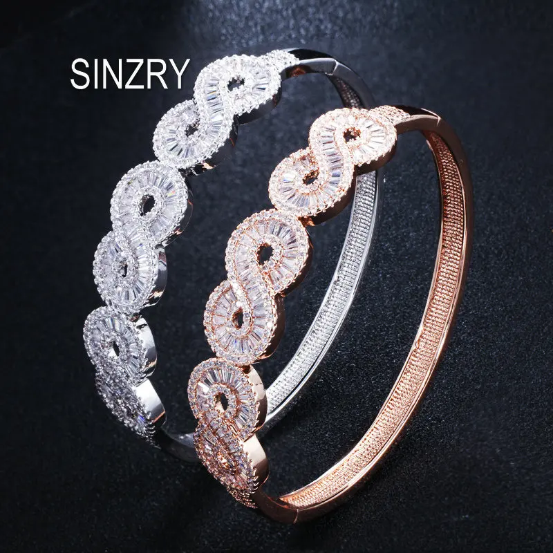 SINZRY bridal jewelry cubic zirconia geometry CZ charm bangles creative dazzling fashion bangles for women