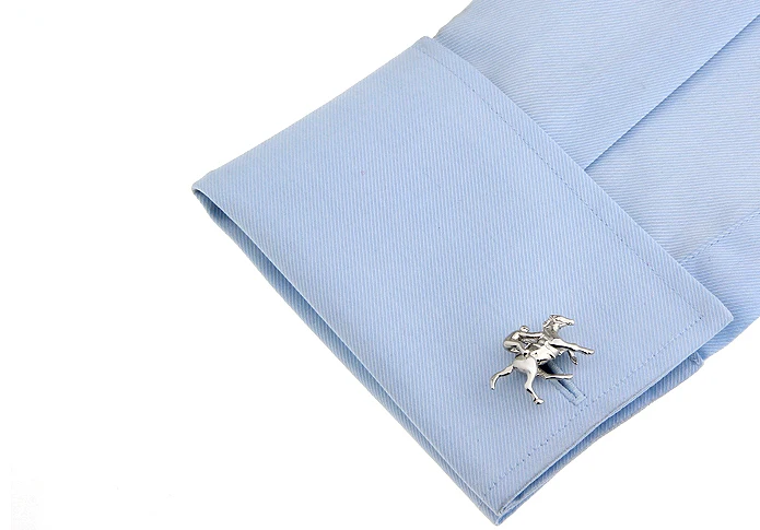 iGame Factory Price Retail Cufflinks For Men Brass Material White Colour Riding Horse Design Cuff Links Free Shipping