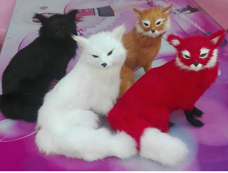 16x15cm squatting fox model,polyethylene&furs handicraft Figurines home decoration gift a2599