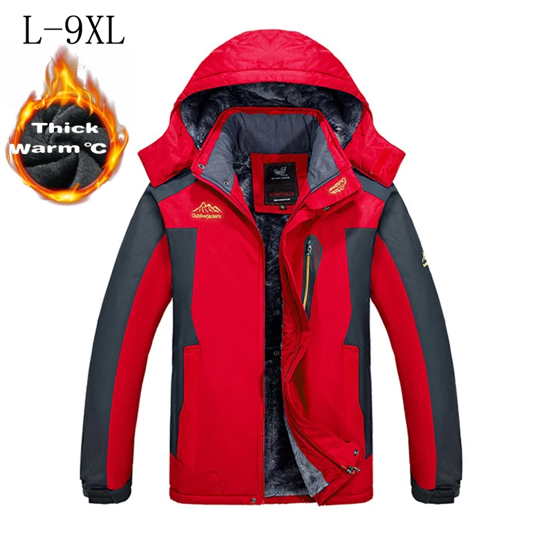 -30 C FIT Plus Thick Velvet Down & Parka coat 6XL 7XL 8XL  winter jacket men waterproof windproof chaquetas hombre