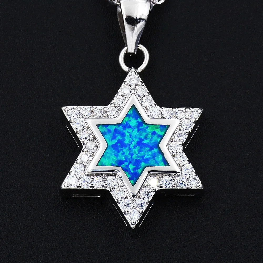 Whlosale & Retail Fire Opal Jewish Pendant Star of David Hamsa Hand Judaism Religion Necklace