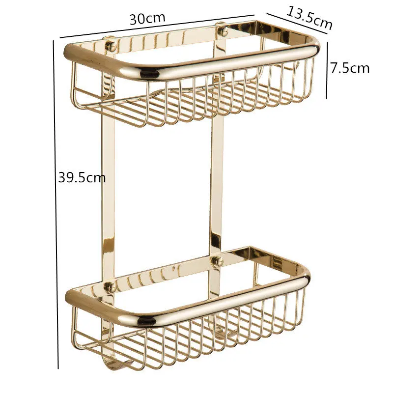 Bathroom Corner Shelf Soap Holder Dual Tier Brass Gold/Chrome bathroom shelves bathroom shampoo holder basket bathroom holder