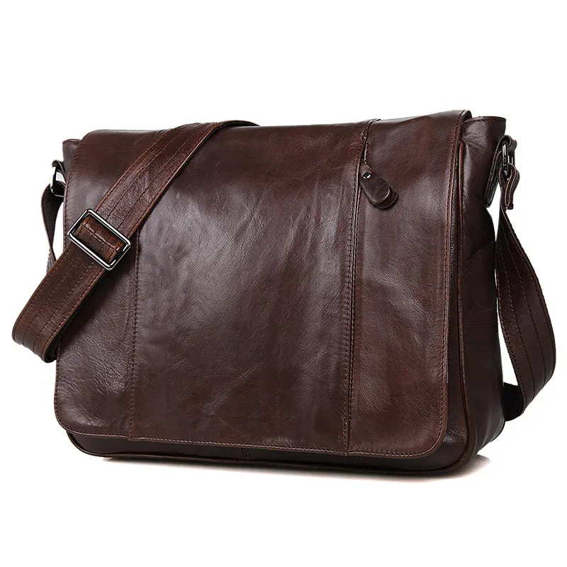 Nesitu High Quality Coffee First Layer Genuine Leather Cross Body Men Messenger Bags Real Skin Shoulder Bags #M7338