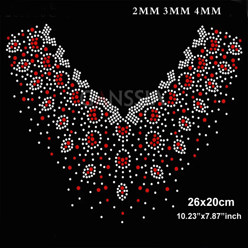 4 pz/lotto (26 x20cm) Fashion Hotfix strass Design a trasferimento termico ferro su motivi strass Applique accessori per cucire (SS-49)