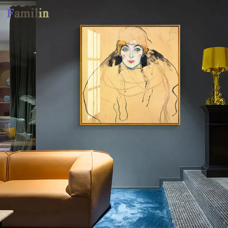 Unframed Gustav Klimt Woman Impressionist Oil painting Home Decor Canvas Painting Printed for Living room Modern Wall Pictures