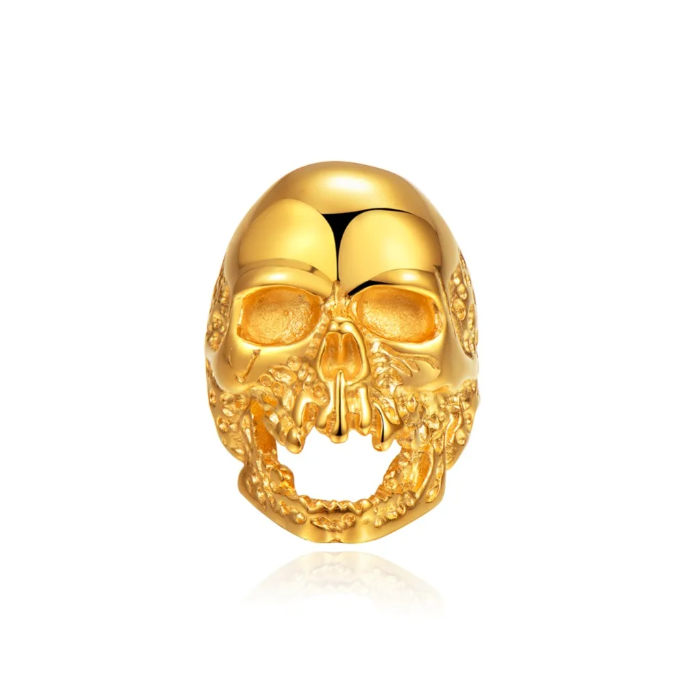 Hot Sale Titanium Steel Gold Black Blue color Zombie Skull Finger Ring Punk Rock Men\'s Stainless Steel Jewelry Halloween Gift