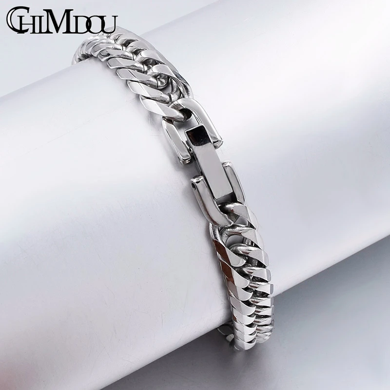 CHIMDOU 21cm 7mm,Women Stainless Steel Chain bracelet for men jewelry fashion 2023 Christmas Gift