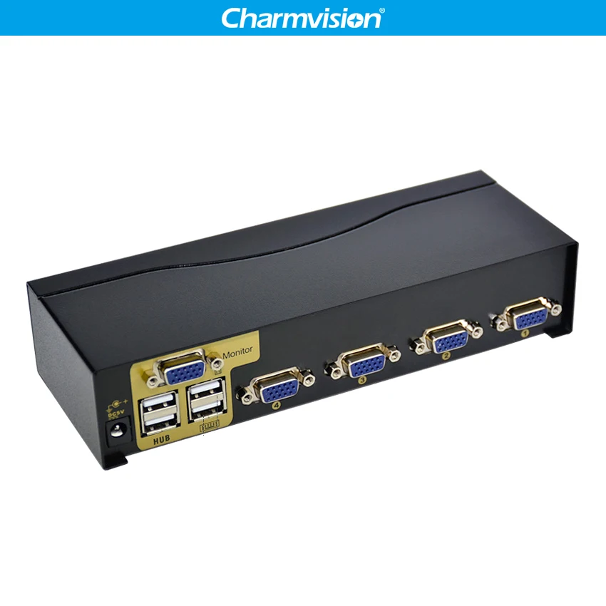 Charmvision UK401R 4 Ports PC hosts USB HUB KVM Switch Multi Computer USB2.0 HUB KVM Switcher with remote control Keyboard Mouse