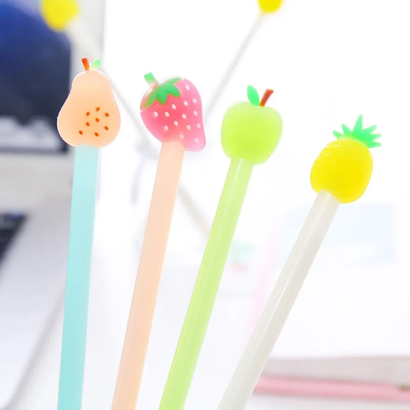 

0.38mm 12pcs/set gel pen Creative learning stationery cute fruit series neutral pen carbon black signature pen school student