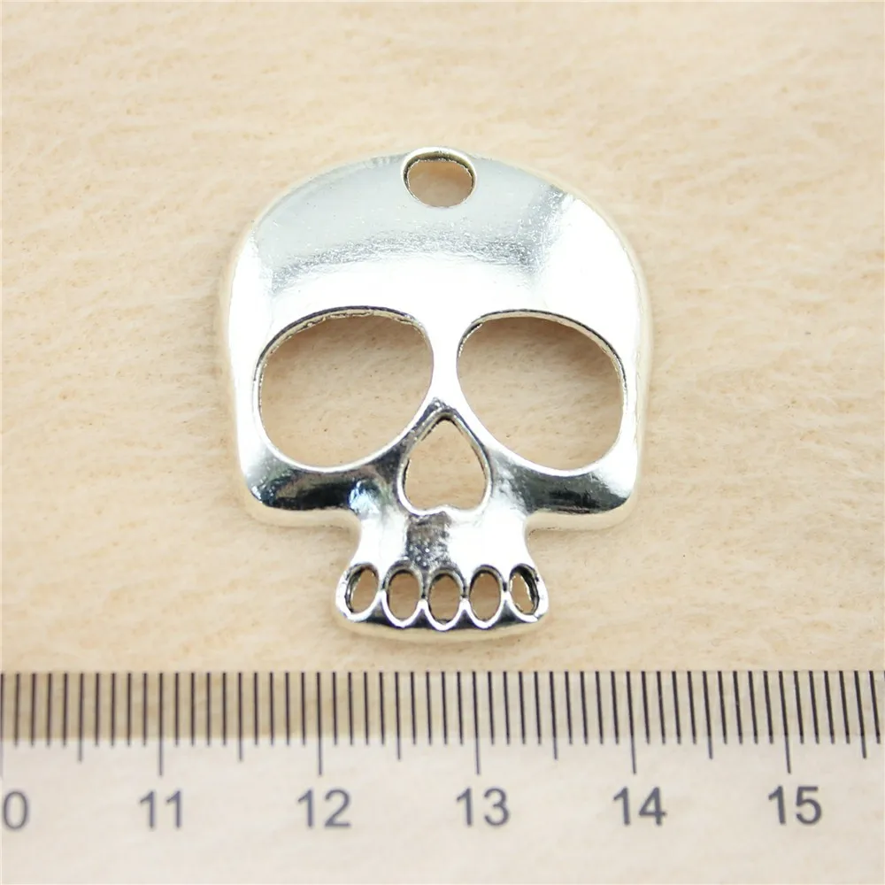 19pcs/lot 34*30mm ancient silver Skull charm Pendants DIY jewelry for bracelet necklace earring