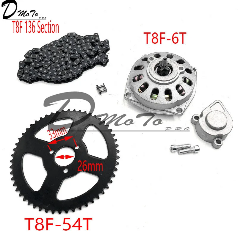 Mini Moto 47cc 49cc Drive System 25H OR T8F Chain with Gear Box And Rear Sprocket Fit Mini Moto Pocket Bike