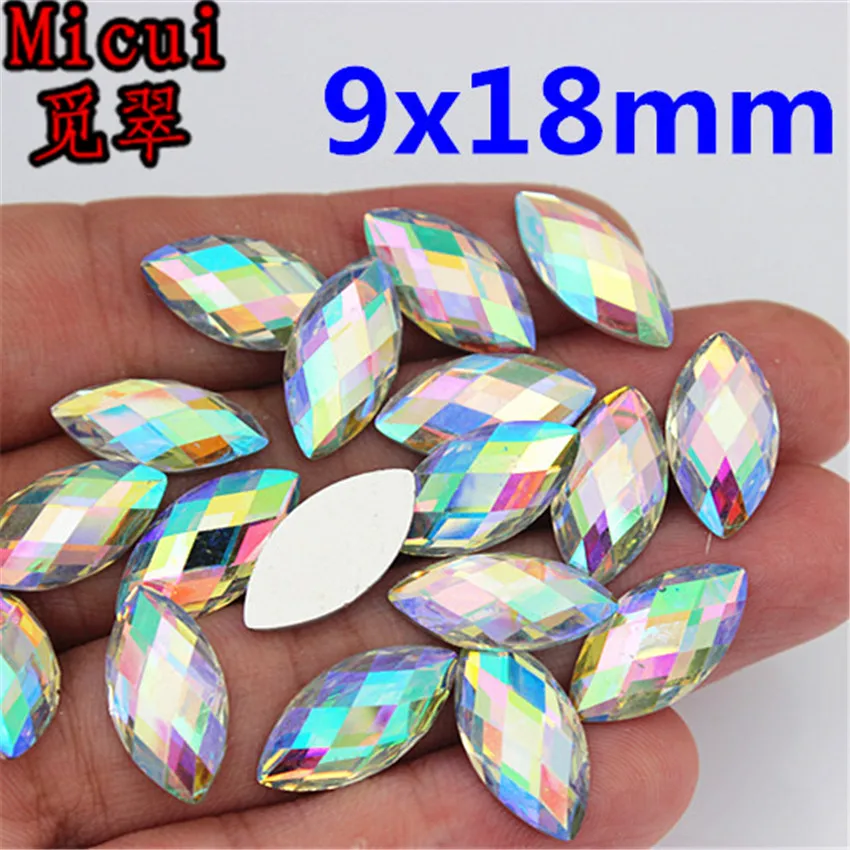 Micui 100PCS Multiple Shape AB Clear Resin Rhinestone Flatback Gems Strass Crystal Stones For Dress Crafts Decorations MC738