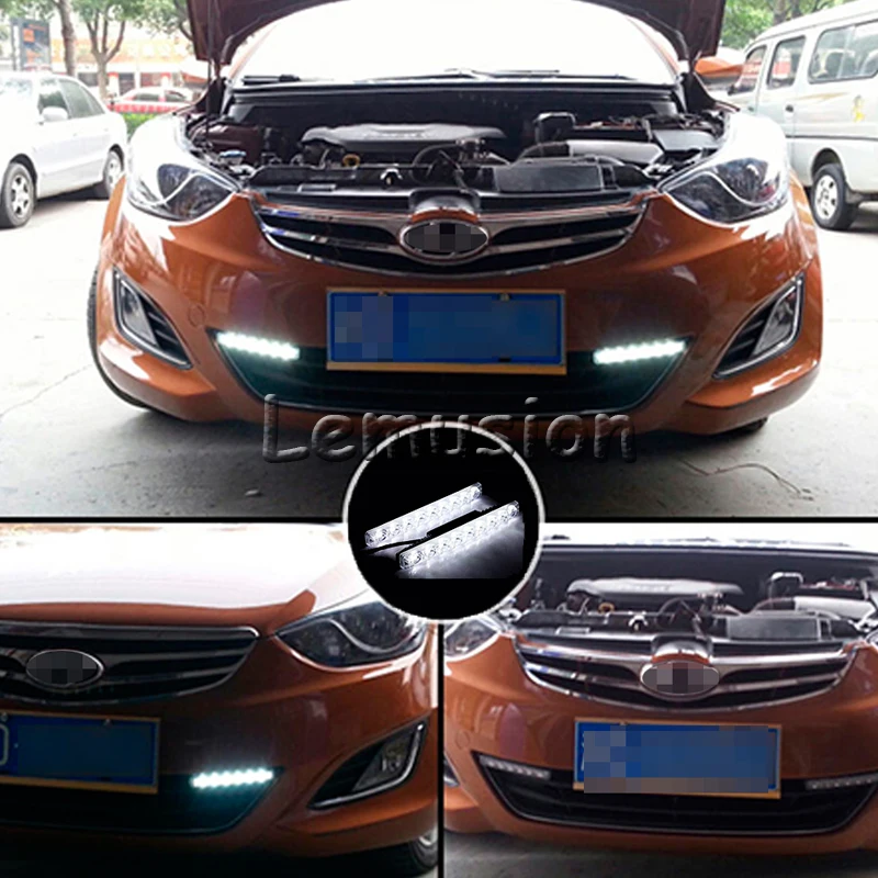 PAKUSI NEW 1Pair Car LED DRL Lights 12V 6LED fog lamp with yellow turn signal For Renault BWM e46 Ford Audi A6 A3 VW accessories