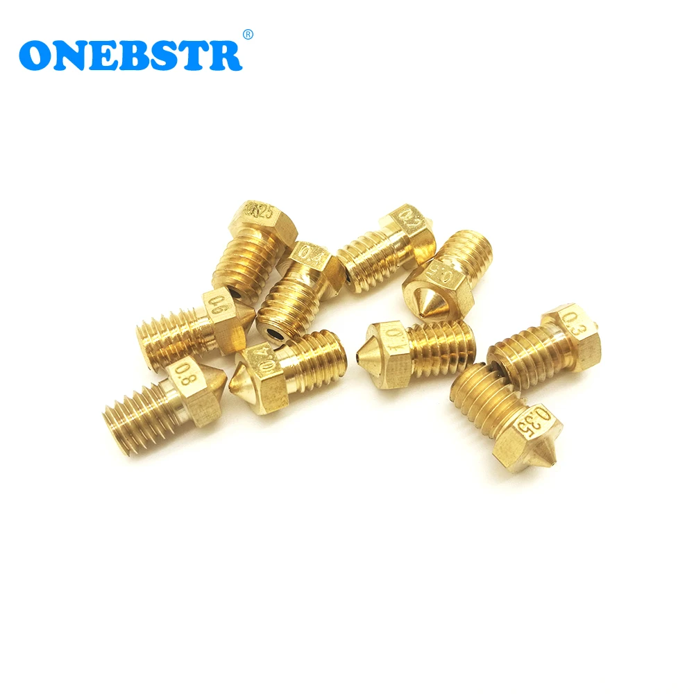 3D Printer Parts 10Pcs/lot E 3D M6 Threaded Copper Nozzle 0.2 0.25 0.3 0.35 0.4 0.5 0.6 0.8 1.0mm For 1.75mm 3mm Supplie