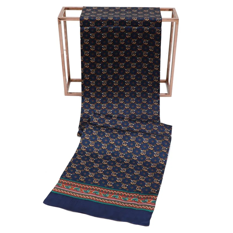 Dankeyisi cachecol de seda real masculino, cachecol longo casual da natureza com estampa de caxemira real, cachecol longo com estampa de cachecol