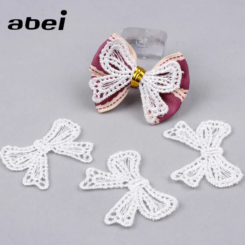 30pcs White Betterfly Lace Applique Bow Trims for Sew Clothing DIY Garments Accessories Guipure Lace Fabric Handmade Craft