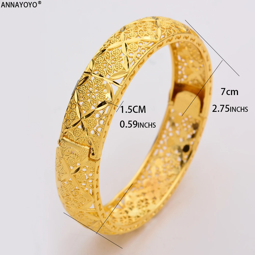 New Luxury Gold Color Bangles Women Men Girls Ethiopian African Dubai Wedding Bracelet Pulseras Party Gifts