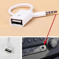 New Fashion White 3.5mm Male AUX Audio Plug Jack To USB 2.0 Female Converter Cord Adapter Cable For Car MP3 For Phone Hot