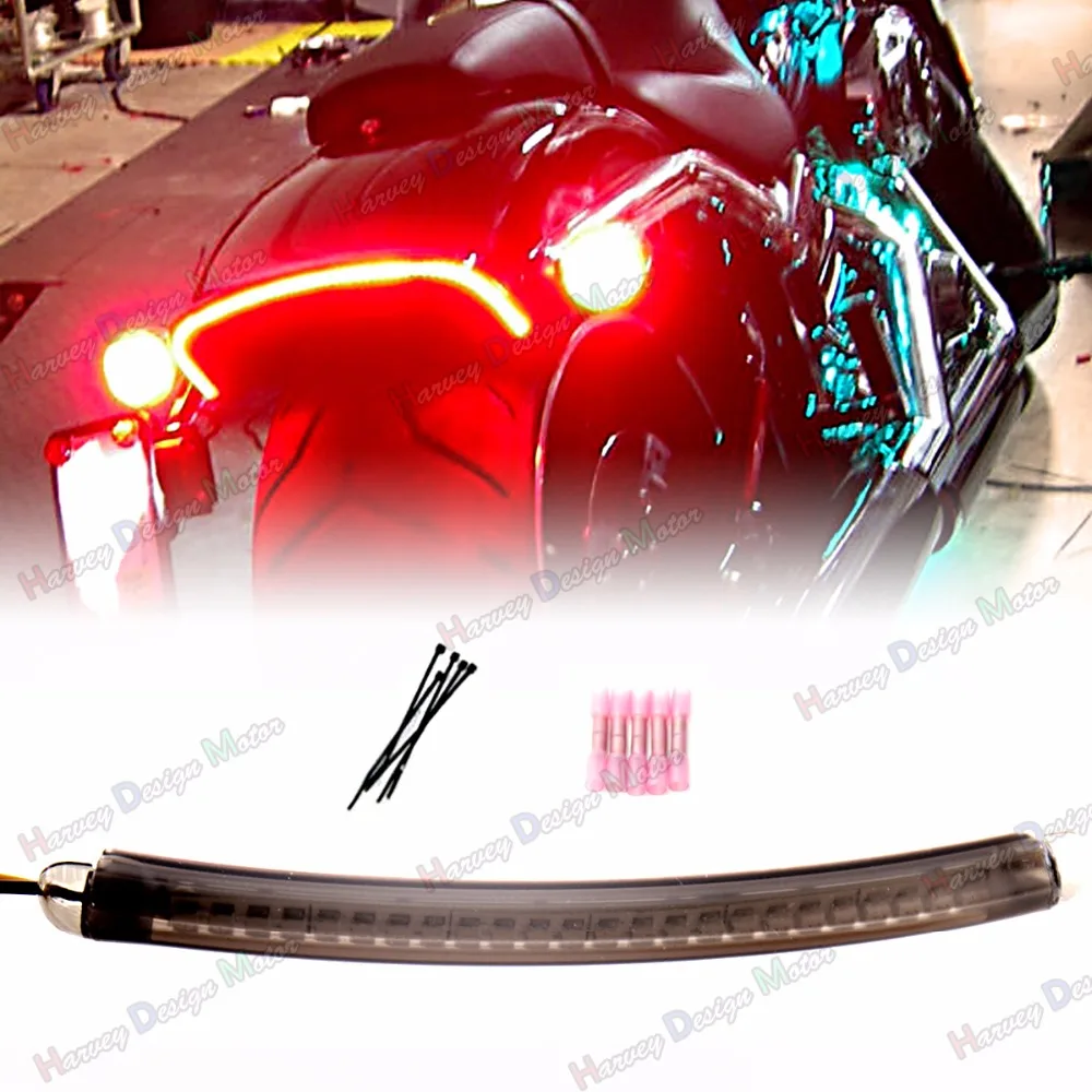 

LED Fender Running Brake Light&Turn Signal Smoked Len Kits For Harley 13 14 15 16 17 Breakout Models